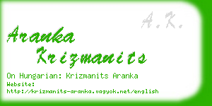 aranka krizmanits business card